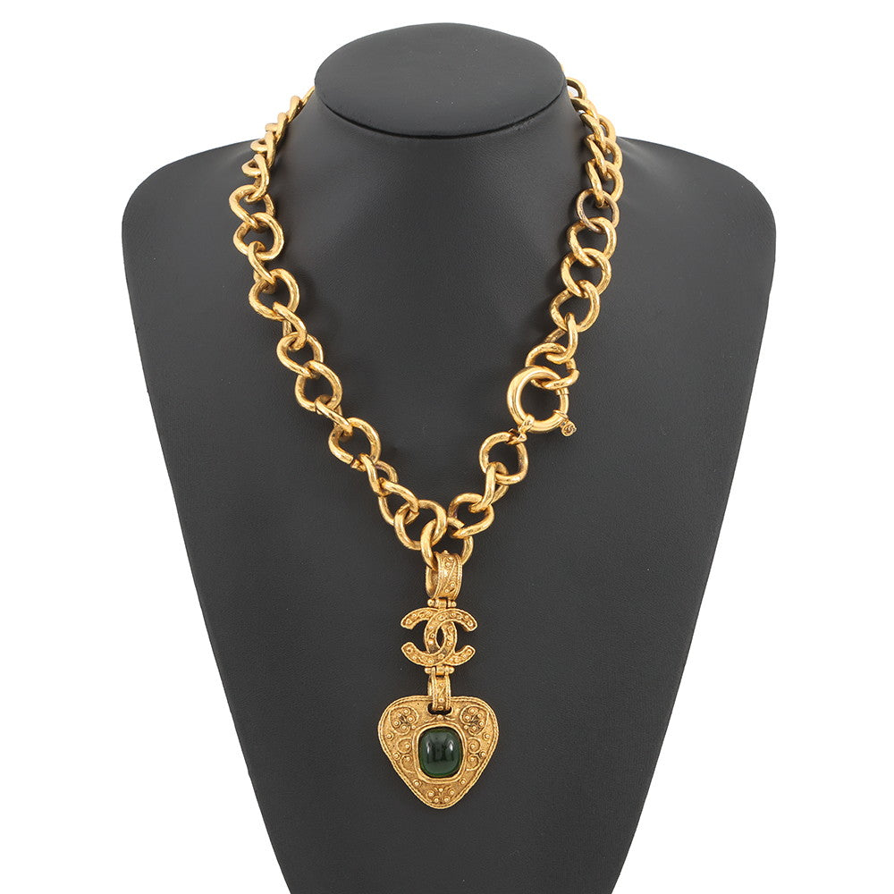 CHANEL Gripoa CC Logo Necklace Metal color Stone