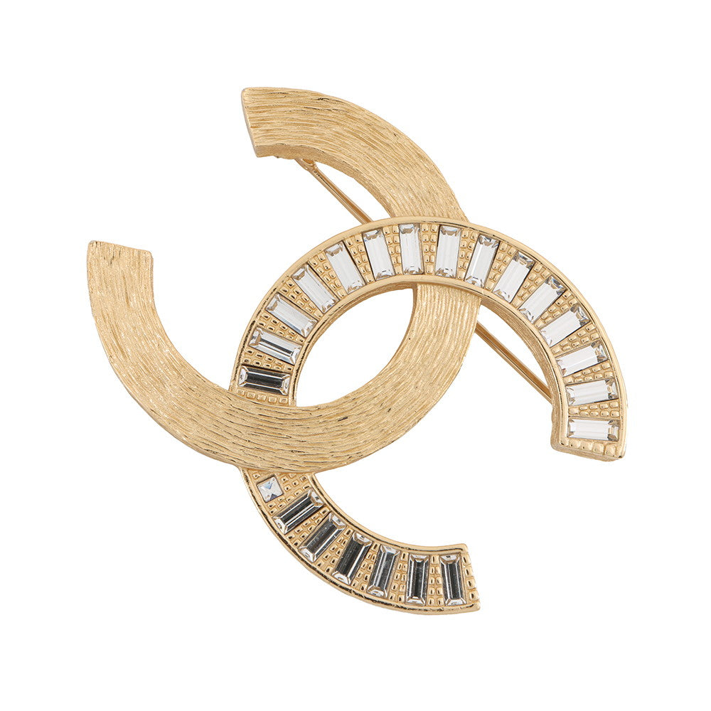 CHANEL CC Logo Brooch Metal Rhinestone