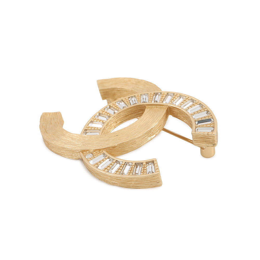 CHANEL CC Logo Brooch Metal Rhinestone