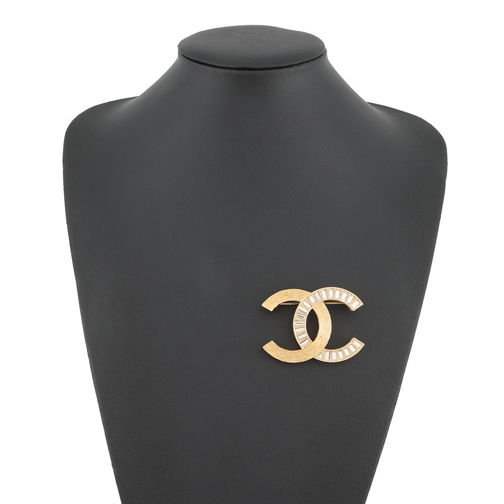 CHANEL CC Logo Brooch Metal Rhinestone