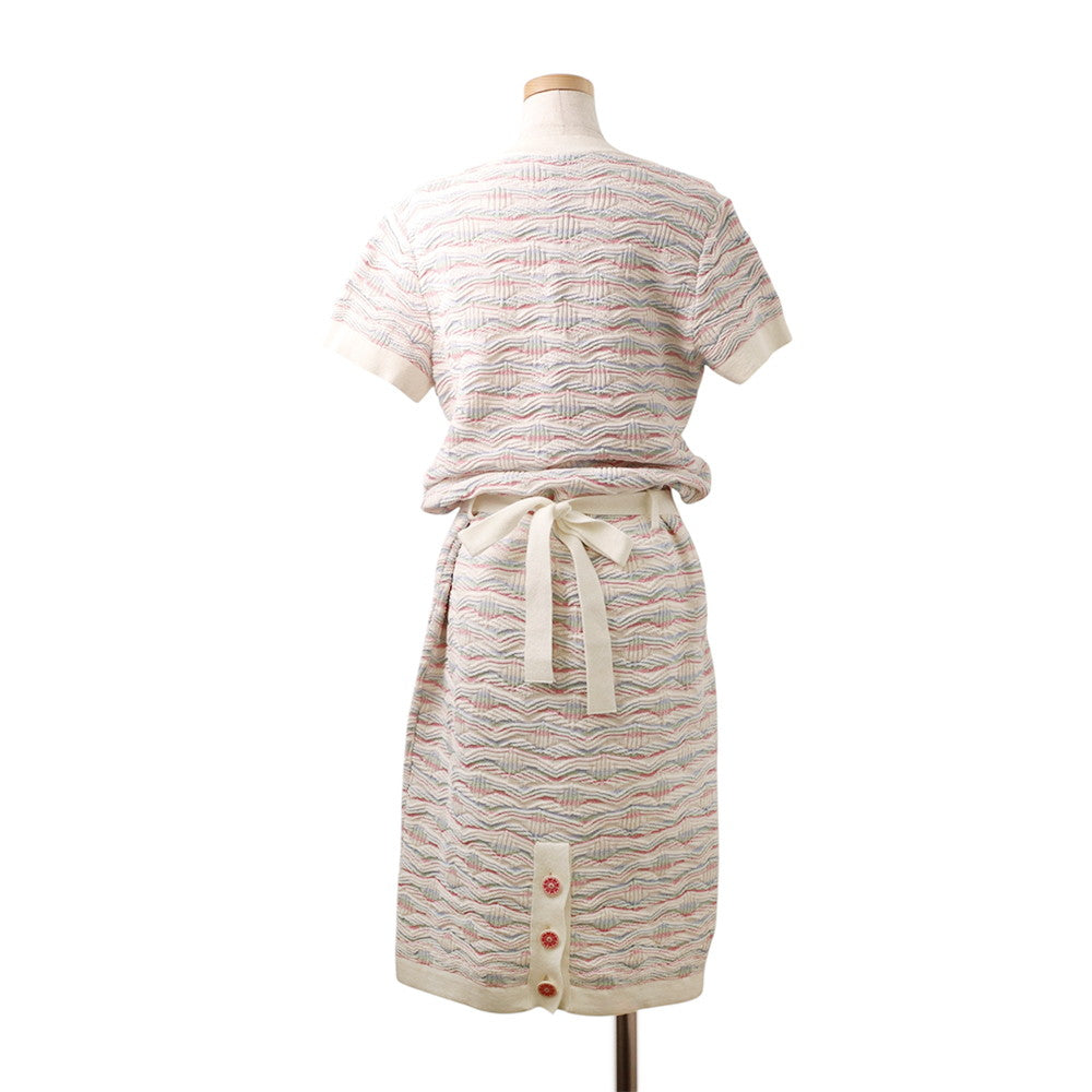 CHANEL COCO Button One Piece Size 38 White/MulticolorP53328 Cotton93% Nylon7%