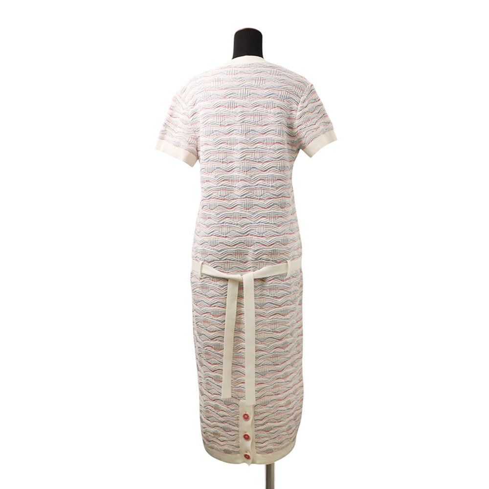 CHANEL COCO Button One Piece Size 38 White/MulticolorP53328 Cotton93% Nylon7%