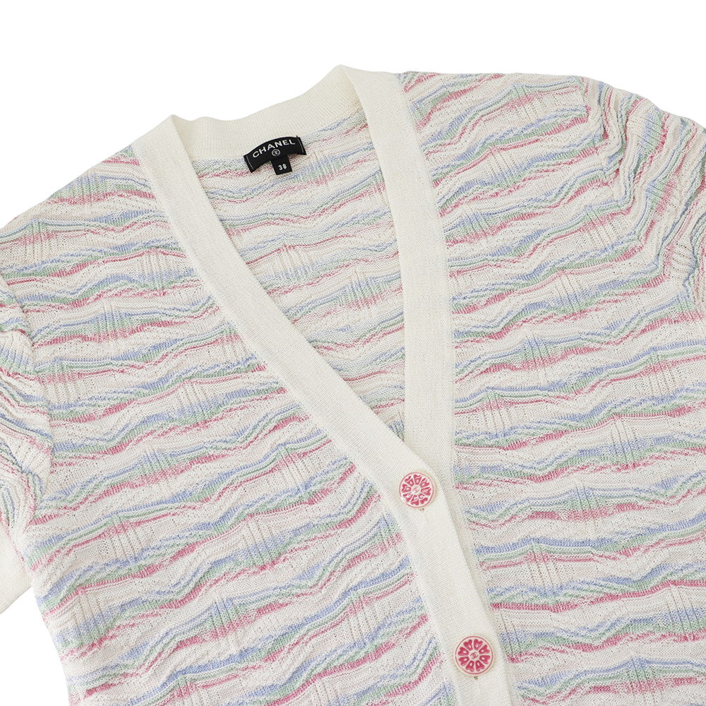 CHANEL COCO Button One Piece Size 38 White/MulticolorP53328 Cotton93% Nylon7%