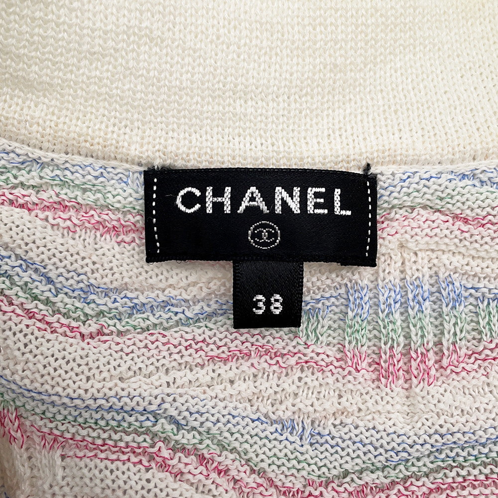 CHANEL COCO Button One Piece Size 38 White/MulticolorP53328 Cotton93% Nylon7%