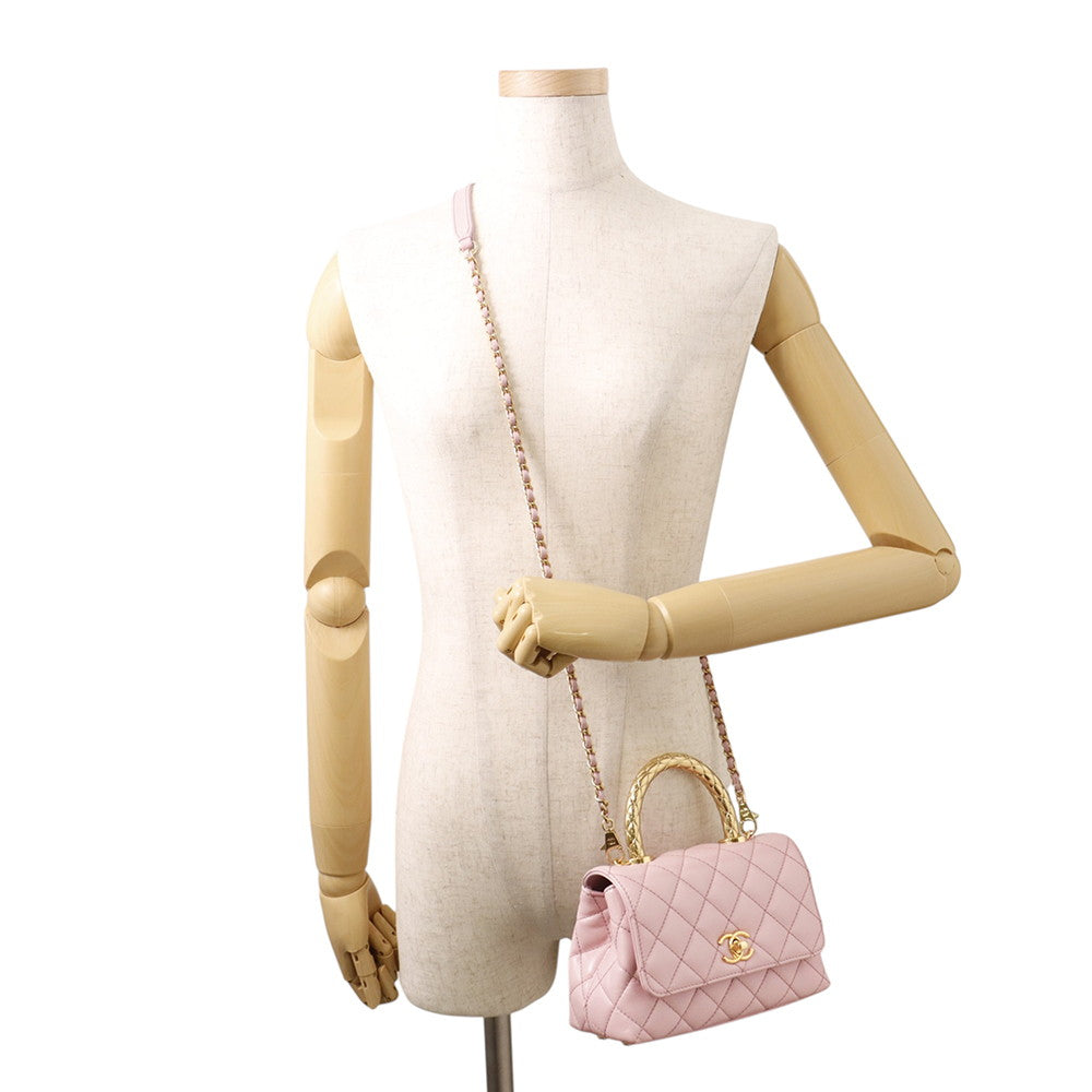 CHANEL Coco handle PinkAS2215 Lambskin Size XXS