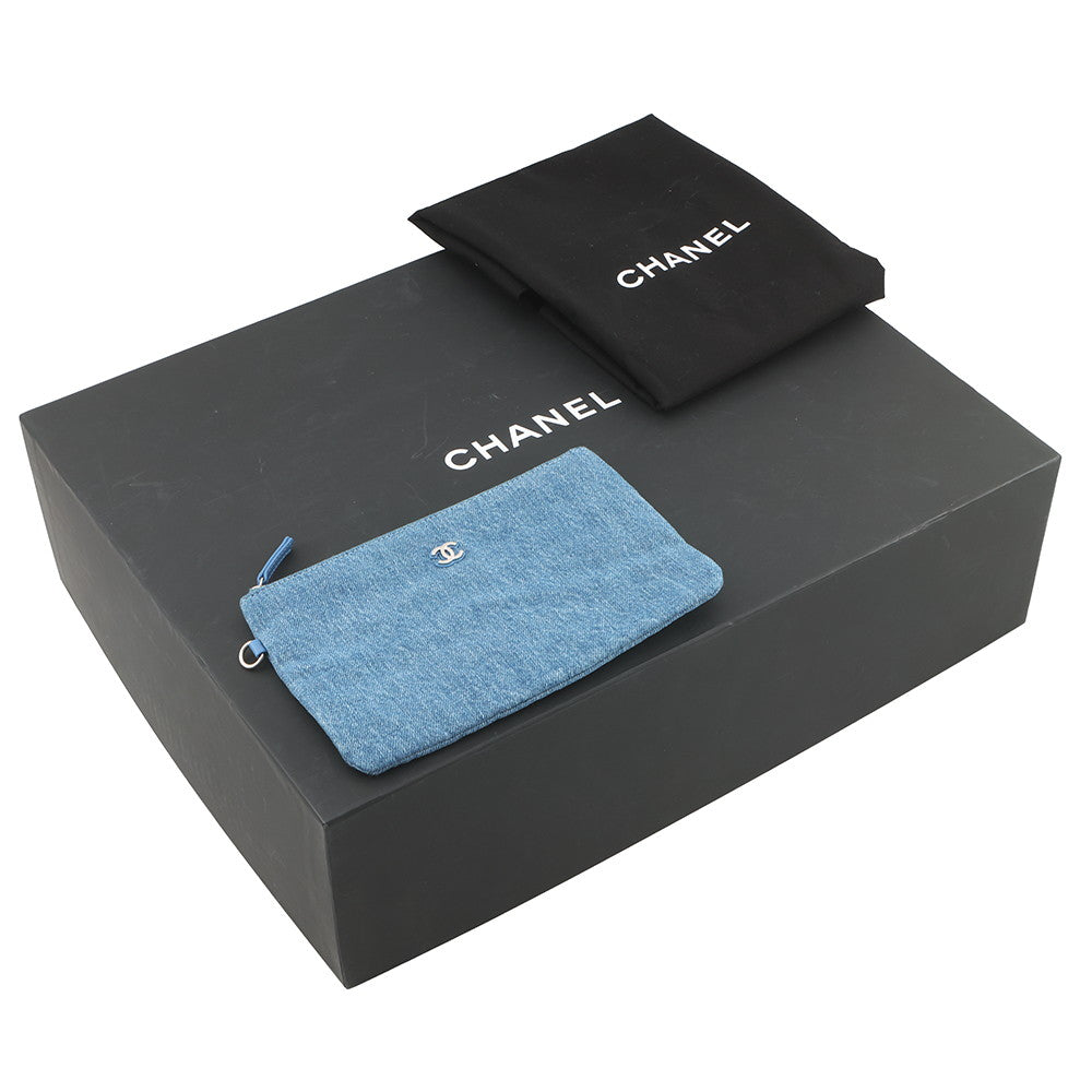 CHANEL CHANEL 22 Glitter Patchwork Chain Handbag Blue/PinkAS3261 Denim Size Small