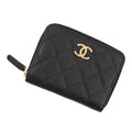 CHANEL Matelasse Round Zip Wallet BlackAP5016 Caviar Leather