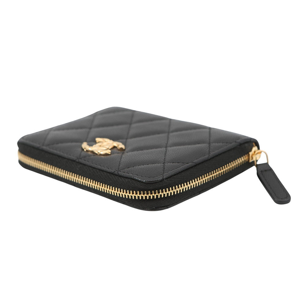 CHANEL Matelasse Round Zip Wallet BlackAP5016 Caviar Leather
