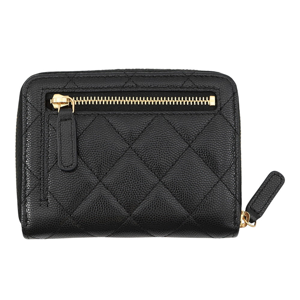 CHANEL Matelasse Round Zip Wallet BlackAP5016 Caviar Leather