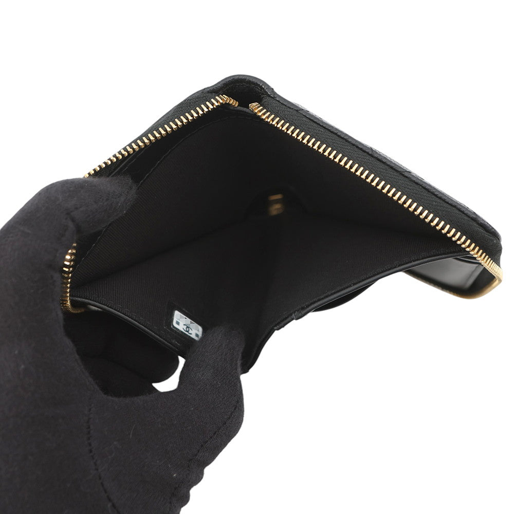 CHANEL Matelasse Round Zip Wallet BlackAP5016 Caviar Leather