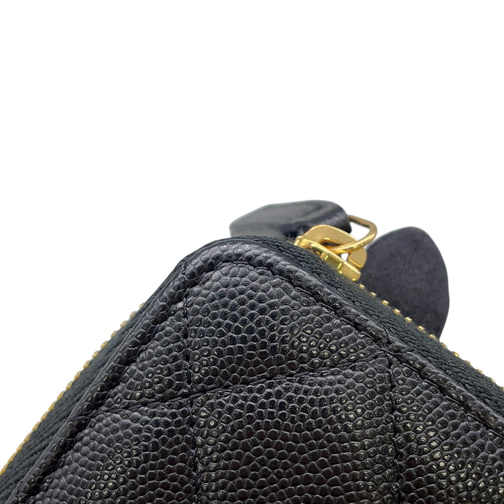 CHANEL Matelasse Round Zip Wallet BlackAP5016 Caviar Leather