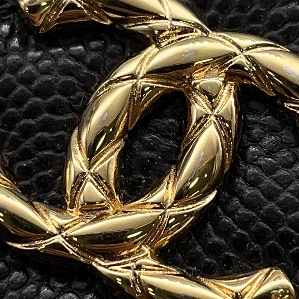 CHANEL Matelasse Round Zip Wallet BlackAP5016 Caviar Leather