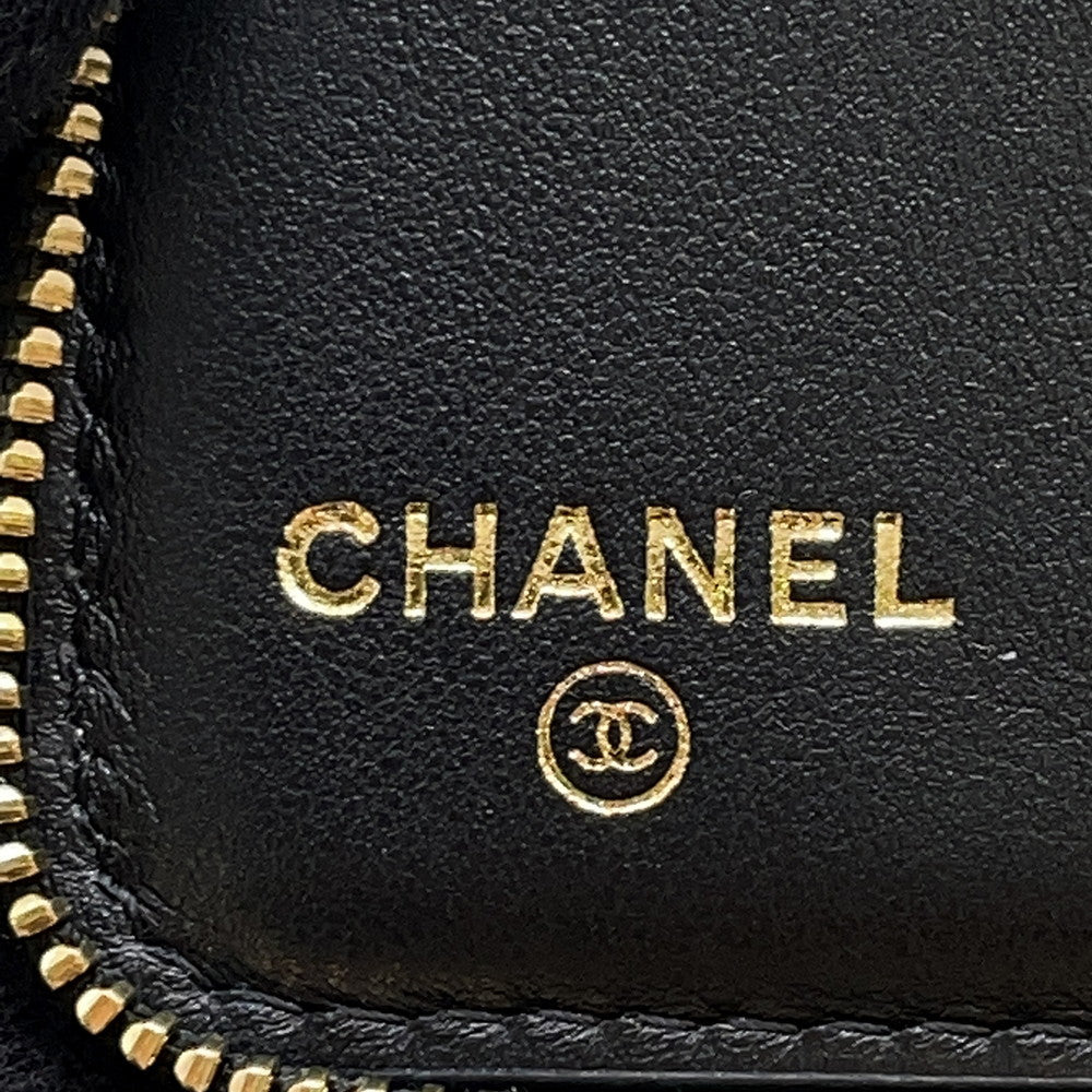 CHANEL Matelasse Round Zip Wallet BlackAP5016 Caviar Leather