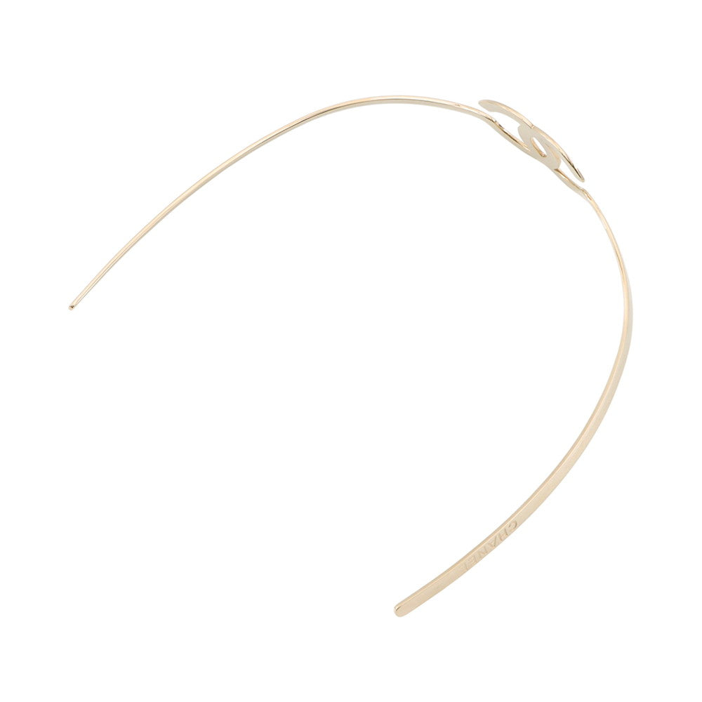 CHANEL CC Logo Headband Gold Metal