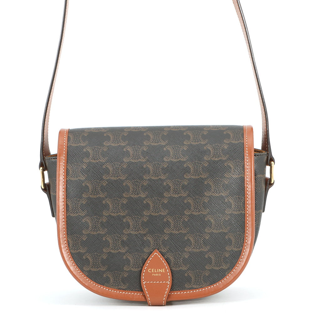 CELINE Falco Shoulder Bag Tan191502 PVC Calf Leather Size Medium