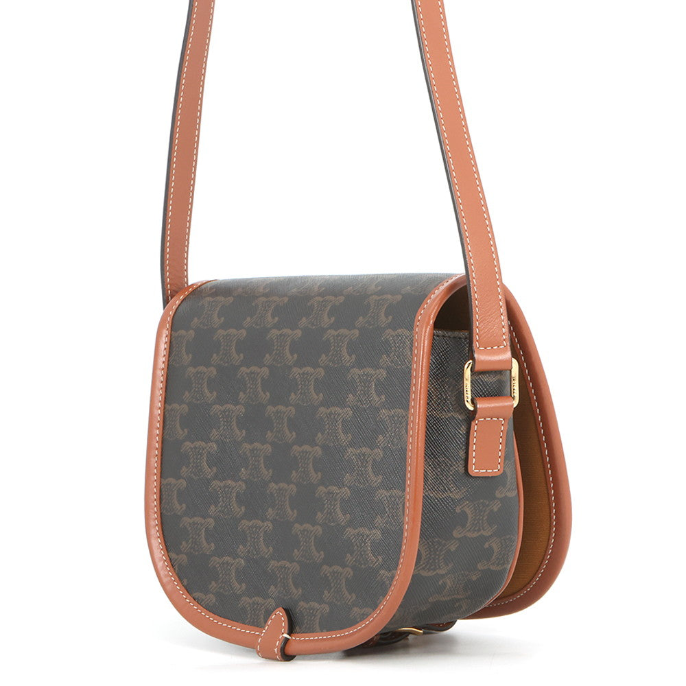 CELINE Falco Shoulder Bag Tan191502 PVC Calf Leather Size Medium