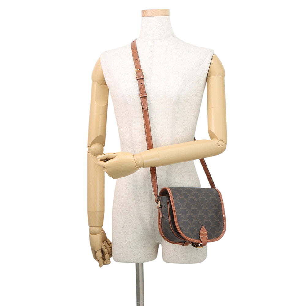 CELINE Falco Shoulder Bag Tan191502 PVC Calf Leather Size Medium