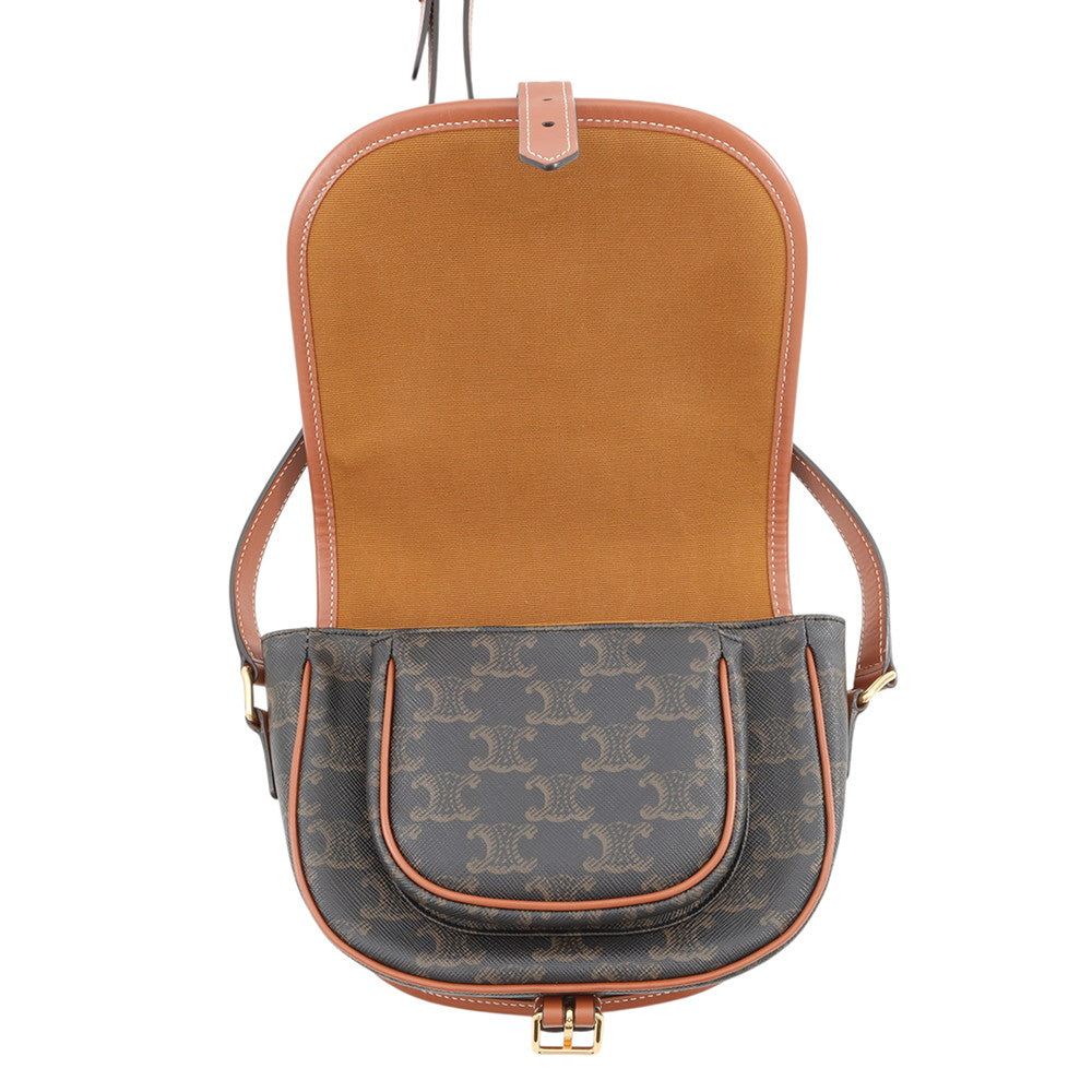 CELINE Falco Shoulder Bag Tan191502 PVC Calf Leather Size Medium