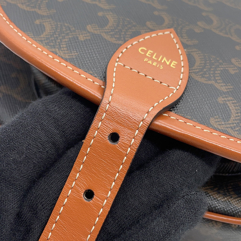 CELINE Falco Shoulder Bag Tan191502 PVC Calf Leather Size Medium