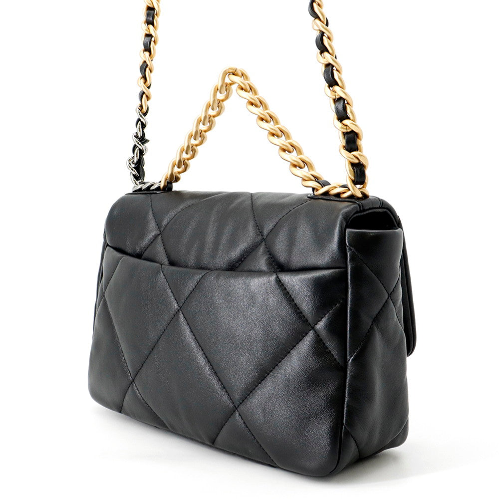 CHANEL CHANEL19 ChainShoulder Bag BlackAS1160 Shiny Lambskin