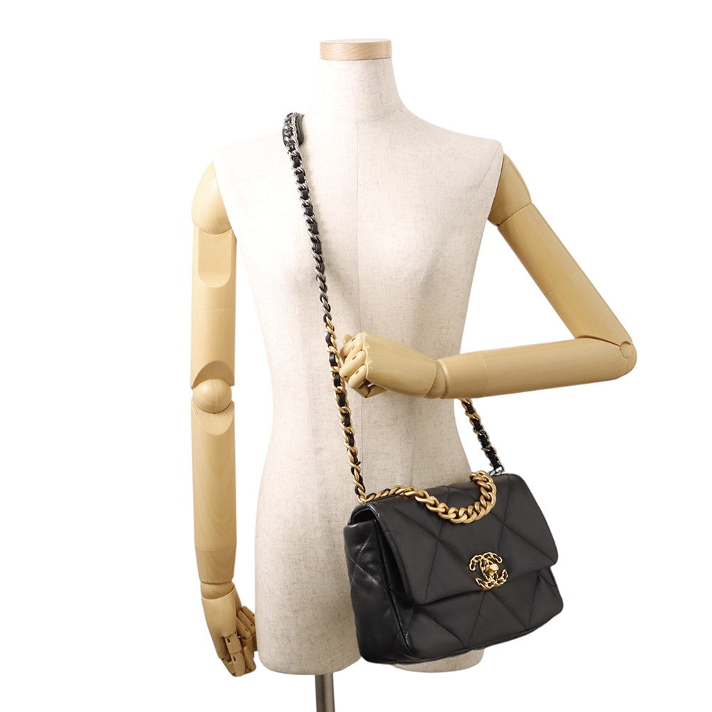 CHANEL CHANEL19 ChainShoulder Bag BlackAS1160 Shiny Lambskin
