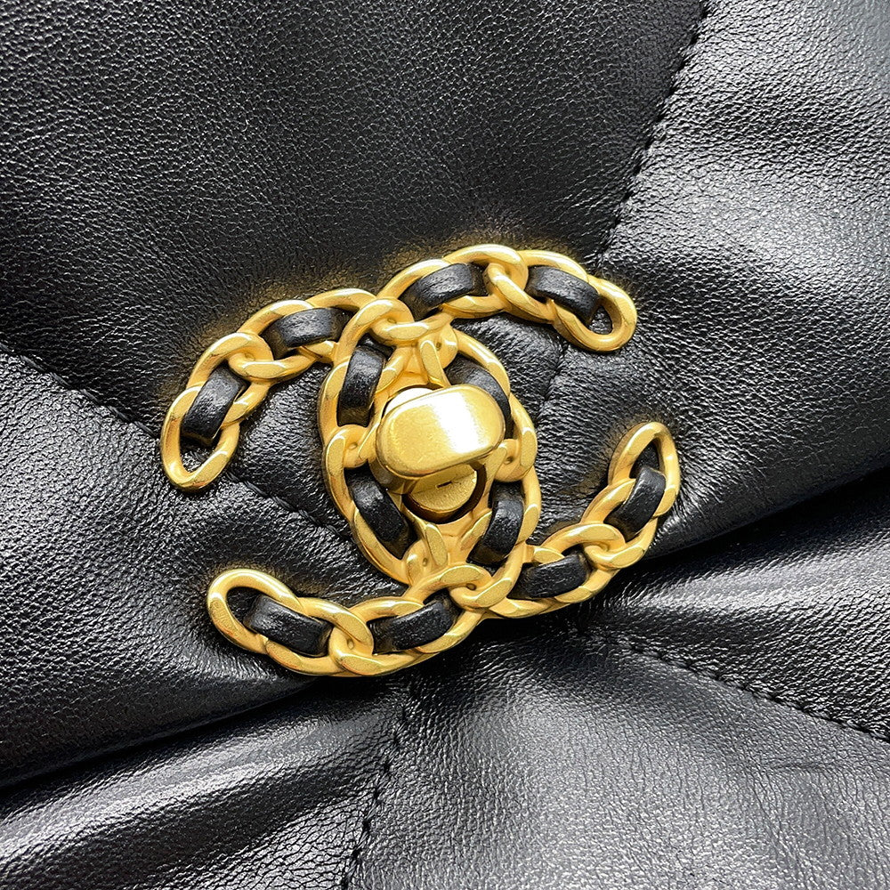 CHANEL CHANEL19 ChainShoulder Bag BlackAS1160 Shiny Lambskin