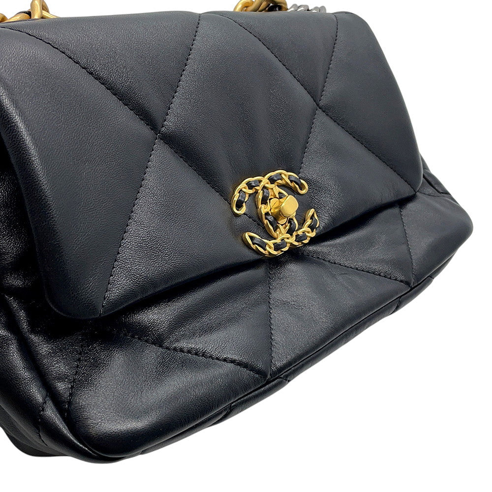 CHANEL CHANEL19 ChainShoulder Bag BlackAS1160 Shiny Lambskin