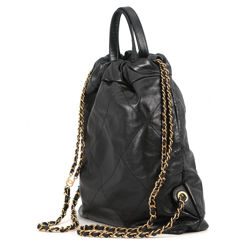 CHANEL CHANEL22 Backpack BlackAS3859 Shiny Calf Leather Size Small