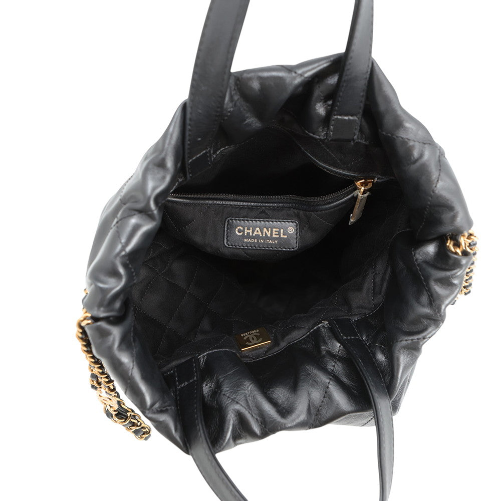 CHANEL CHANEL22 Backpack BlackAS3859 Shiny Calf Leather Size Small