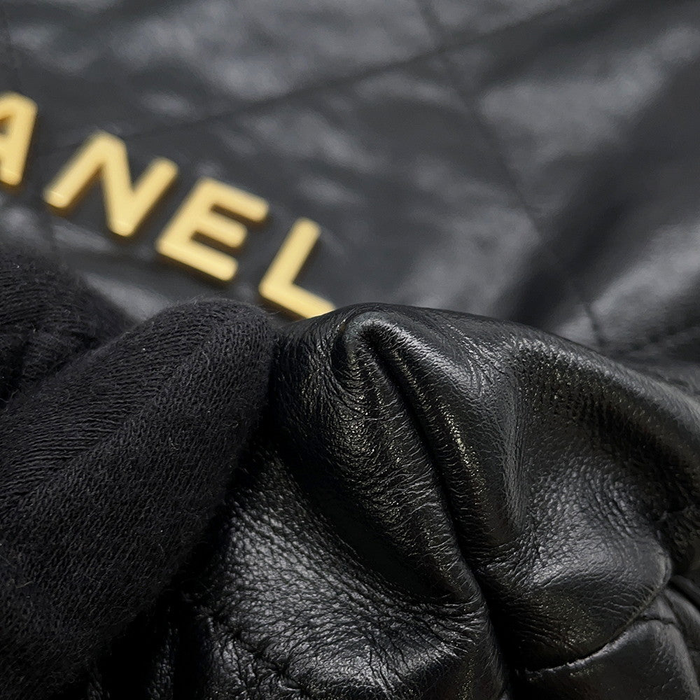 CHANEL CHANEL22 Backpack BlackAS3859 Shiny Calf Leather Size Small