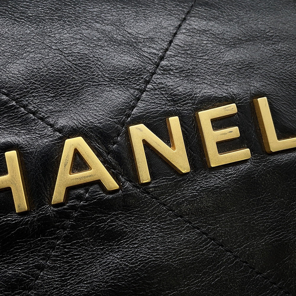 CHANEL CHANEL22 Backpack BlackAS3859 Shiny Calf Leather Size Small