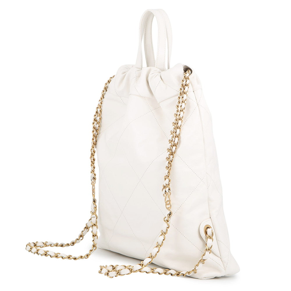 CHANEL CHANEL22 Backpack WhiteAS3859 Shiny Calf Leather Size Small