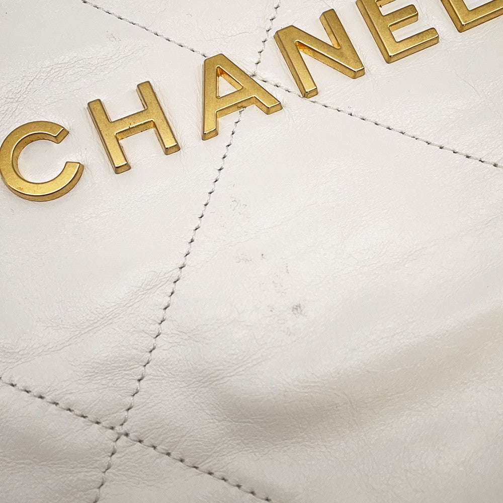 CHANEL CHANEL22 Backpack WhiteAS3859 Shiny Calf Leather Size Small