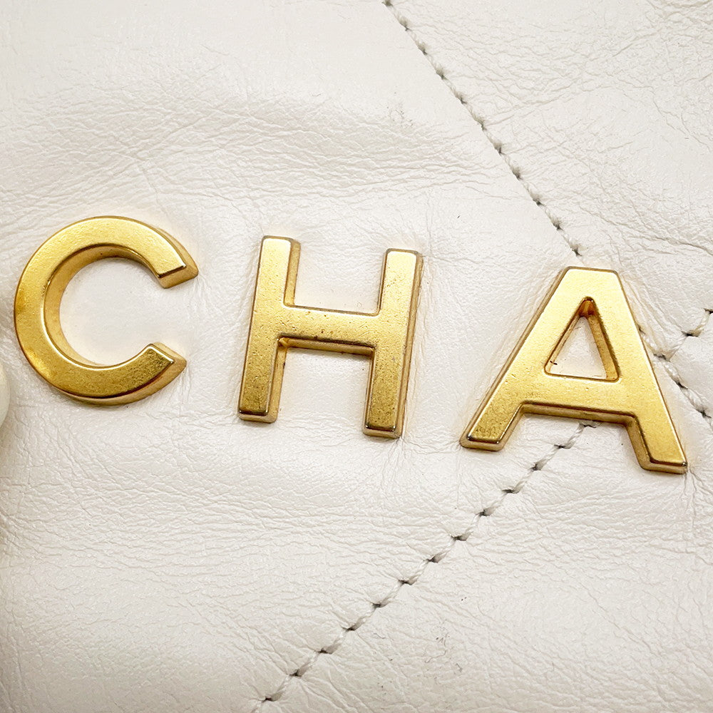 CHANEL CHANEL22 Backpack WhiteAS3859 Shiny Calf Leather Size Small
