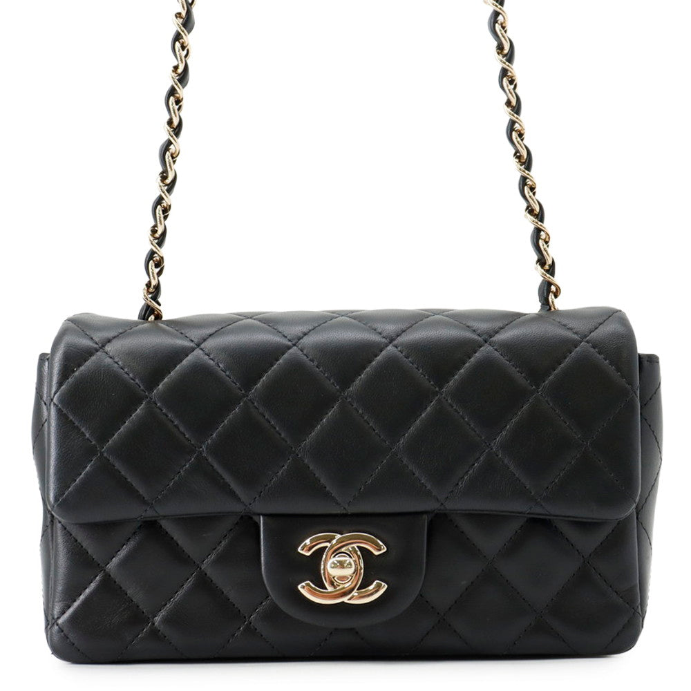 CHANEL Matelasse ChainShoulder Bag BlackA69900 Lambskin Size 20