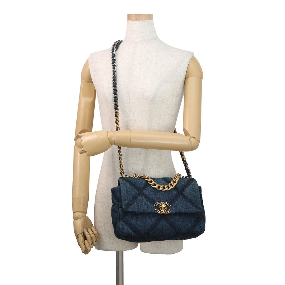 CHANEL 19 ChainShoulder Bag BlueAS1160 Denim