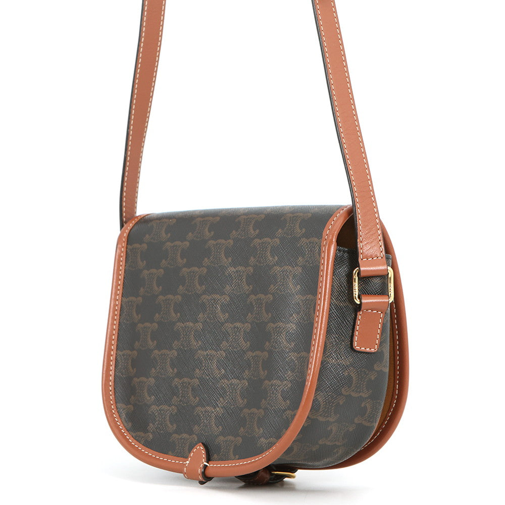CELINE Triomphe Folco Shoulder Tan191502BZJ.04LU PVC Leather Size Medium