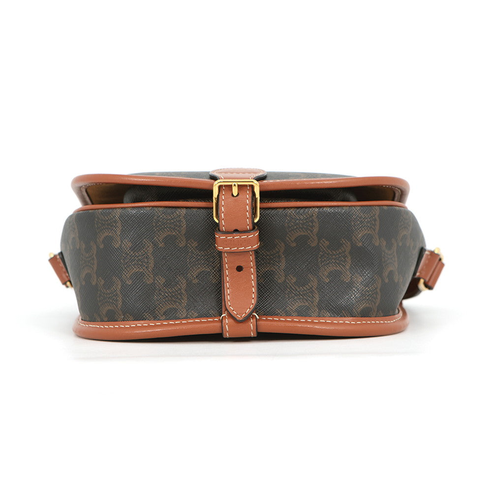 CELINE Triomphe Folco Shoulder Tan191502BZJ.04LU PVC Leather Size Medium