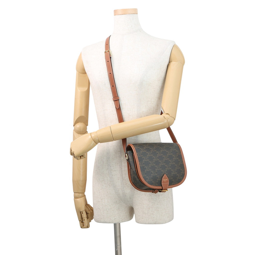 CELINE Triomphe Folco Shoulder Tan191502BZJ.04LU PVC Leather Size Medium