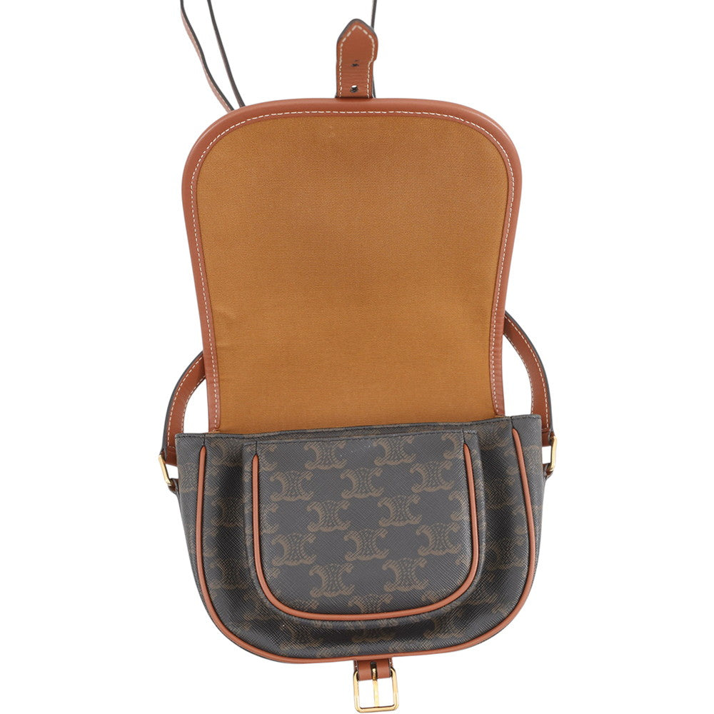 CELINE Triomphe Folco Shoulder Tan191502BZJ.04LU PVC Leather Size Medium