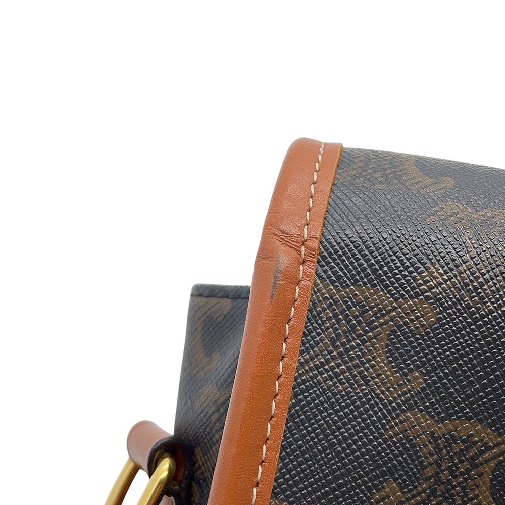 CELINE Triomphe Folco Shoulder Tan191502BZJ.04LU PVC Leather Size Medium