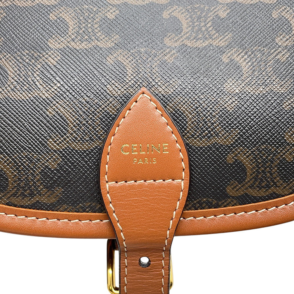 CELINE Triomphe Folco Shoulder Tan191502BZJ.04LU PVC Leather Size Medium