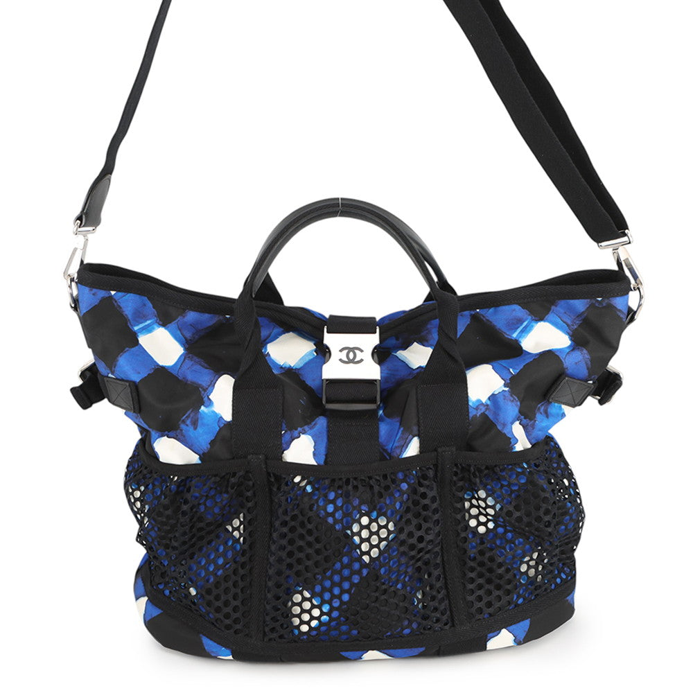 CHANEL Airline Shoulder Bag Blue/White/Black Nylon
