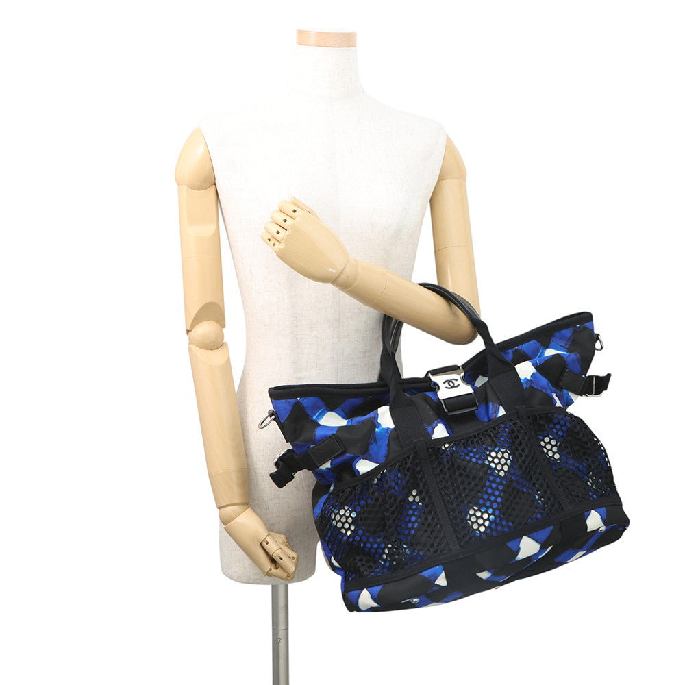 CHANEL Airline Shoulder Bag Blue/White/Black Nylon
