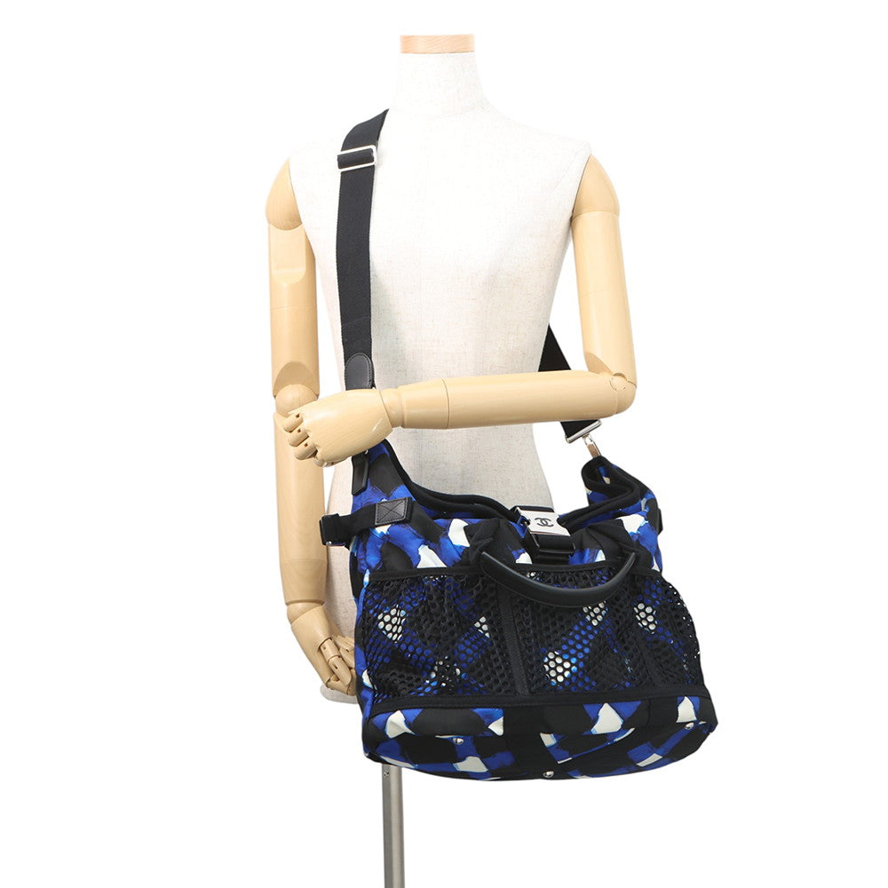 CHANEL Airline Shoulder Bag Blue/White/Black Nylon