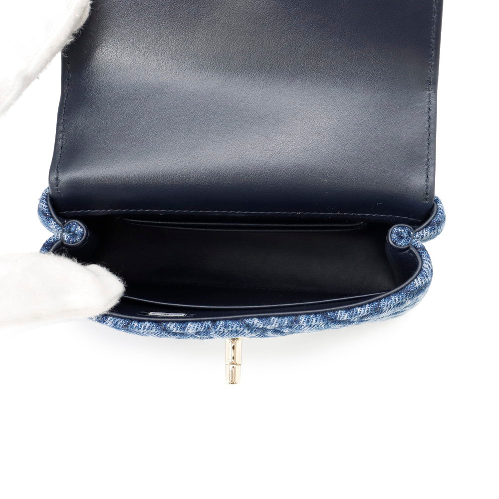 CHANEL Matelasse Coco Handle 2WAYHandbag BlueAP4244 Washed Denim Calf Leather Size Mini mini