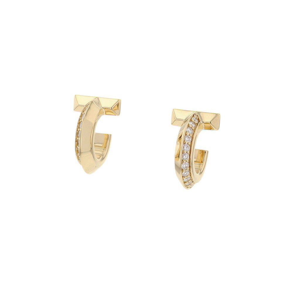 TIFFANY&Co. T One Hoop Diamond Earrings Size Extra Small69783015 18K Yellow Gold