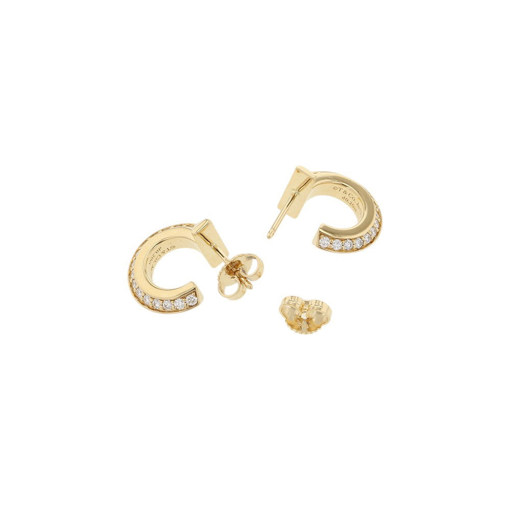 TIFFANY&Co. T One Hoop Diamond Earrings Size Extra Small69783015 18K Yellow Gold