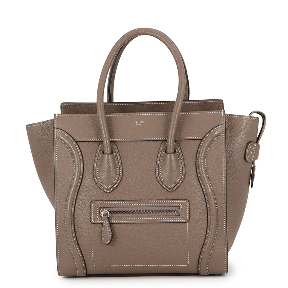 CELINE Luggage micro shopper Greige189793 Leather