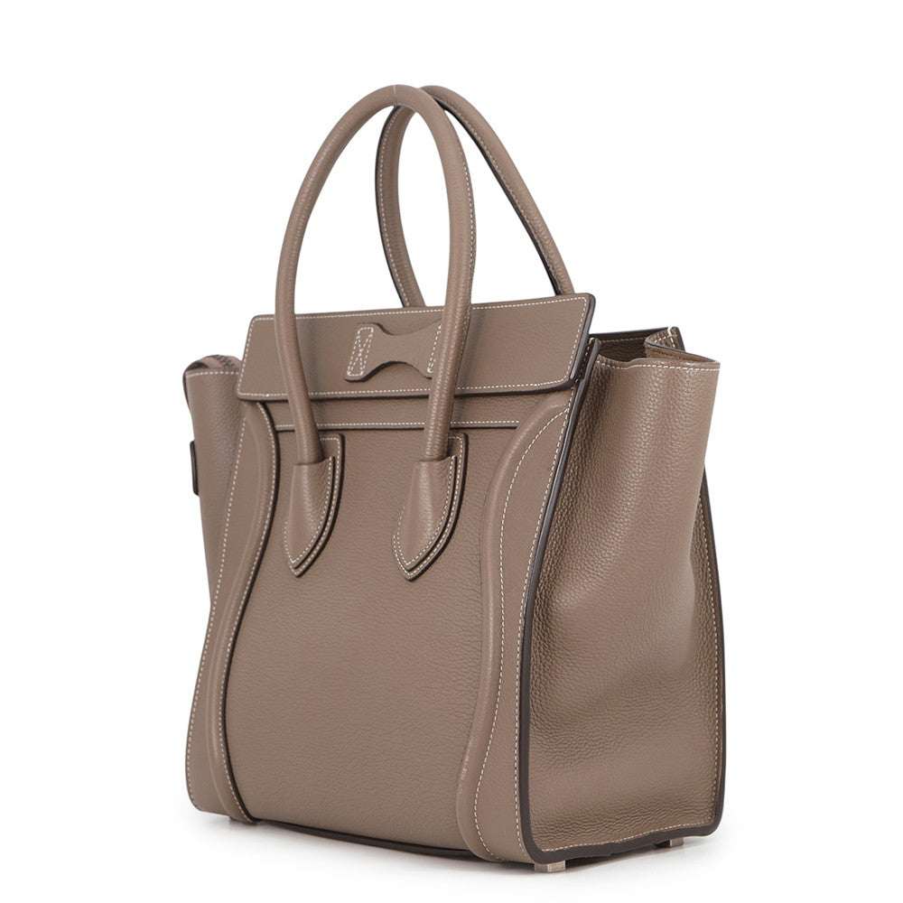 CELINE Luggage micro shopper Greige189793 Leather
